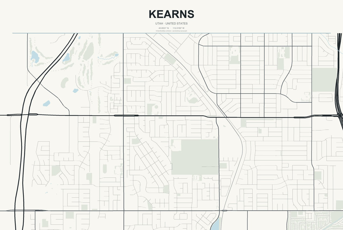 Kearns, Utah City Map Aluminum Sign in Headline Atlas style