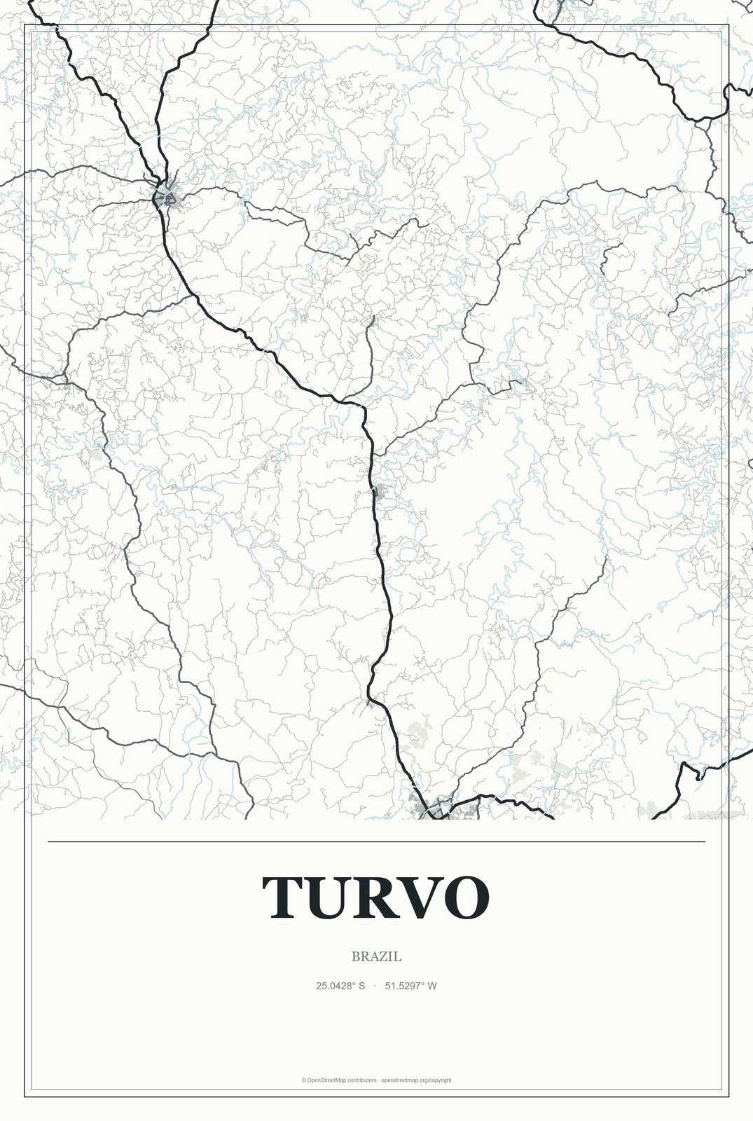 Turvo, Paraná, Brazil City Map Aluminum Sign in Gallery Air style