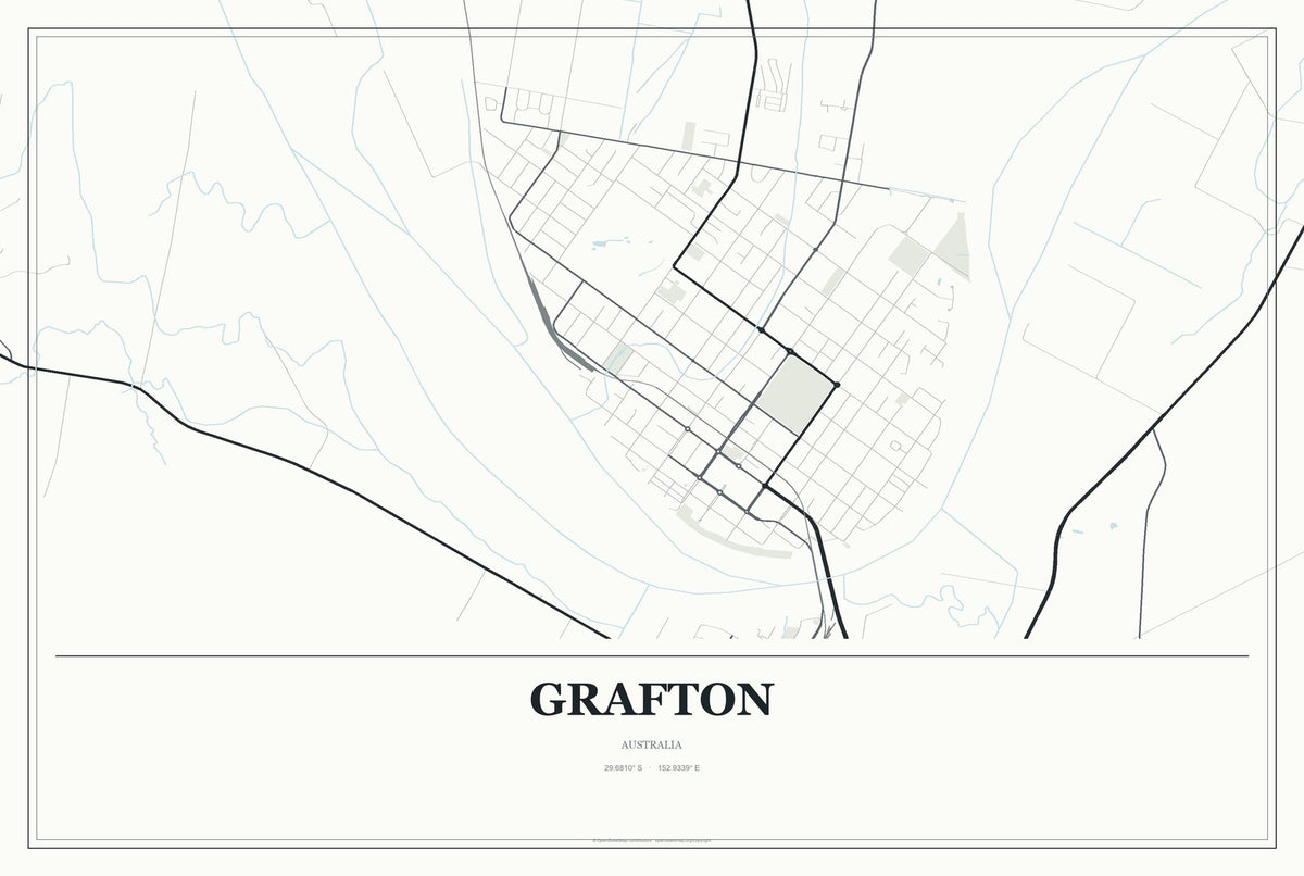Grafton, Australia City Map Aluminum Sign in Gallery Air style