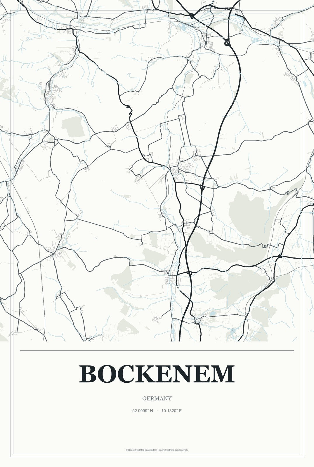 Bockenem, Germany City Map Aluminum Sign in Gallery Air style