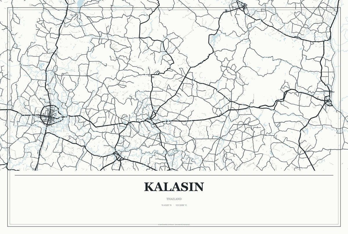 Kalasin, Thailand City Map Aluminum Sign in Gallery Air style