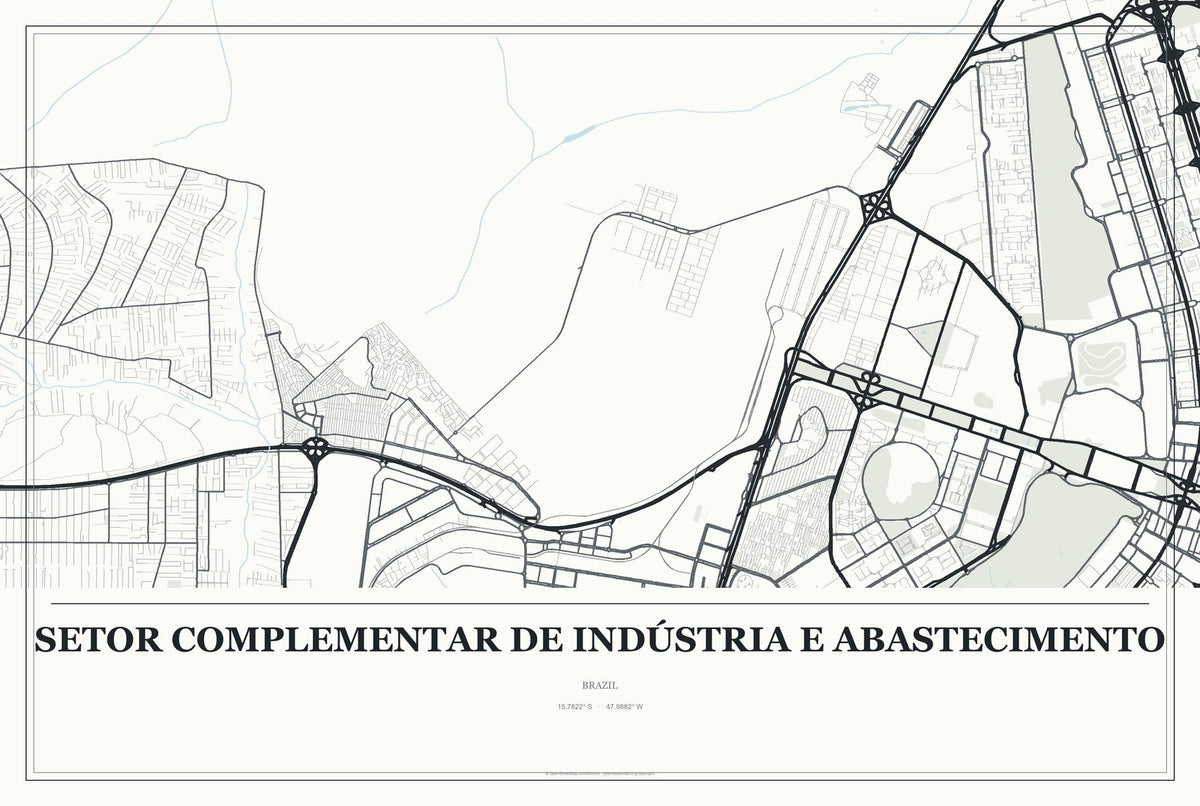 Setor Complementar de Indústria e Abastecimento, Brazil City Map Aluminum Sign in Gallery Air style
