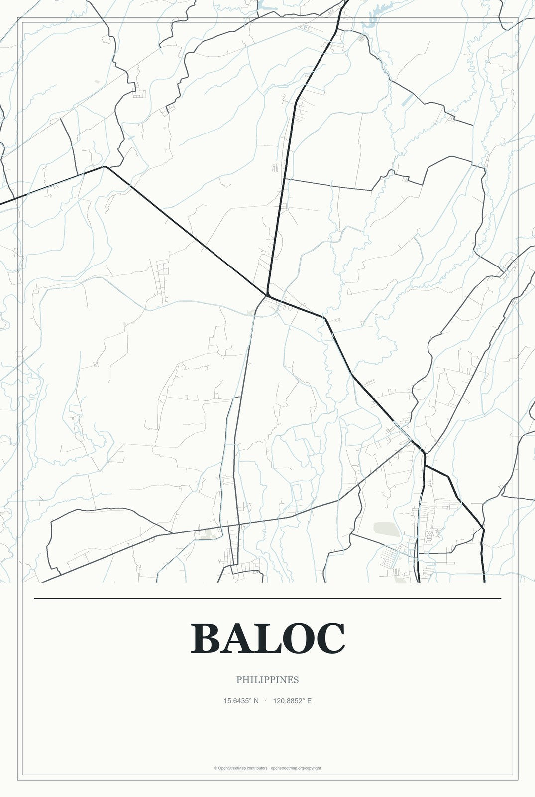 Baloc, Philippines City Map Aluminum Sign in Gallery Air style