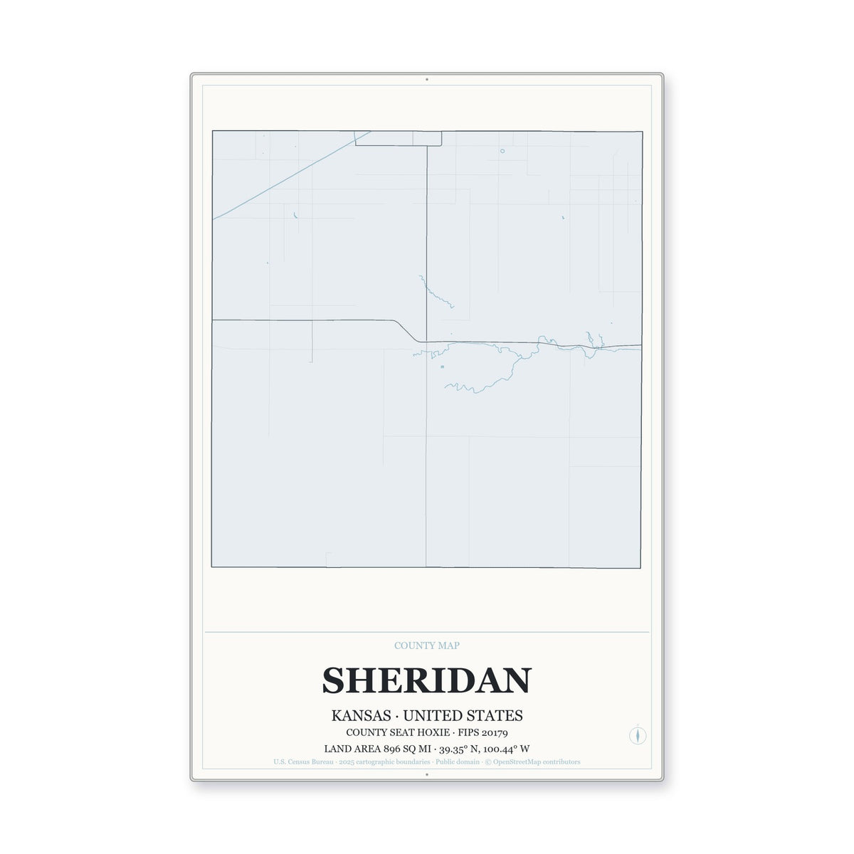 Sheridan County, Kansas Map Aluminum Sign in Gallery Air style