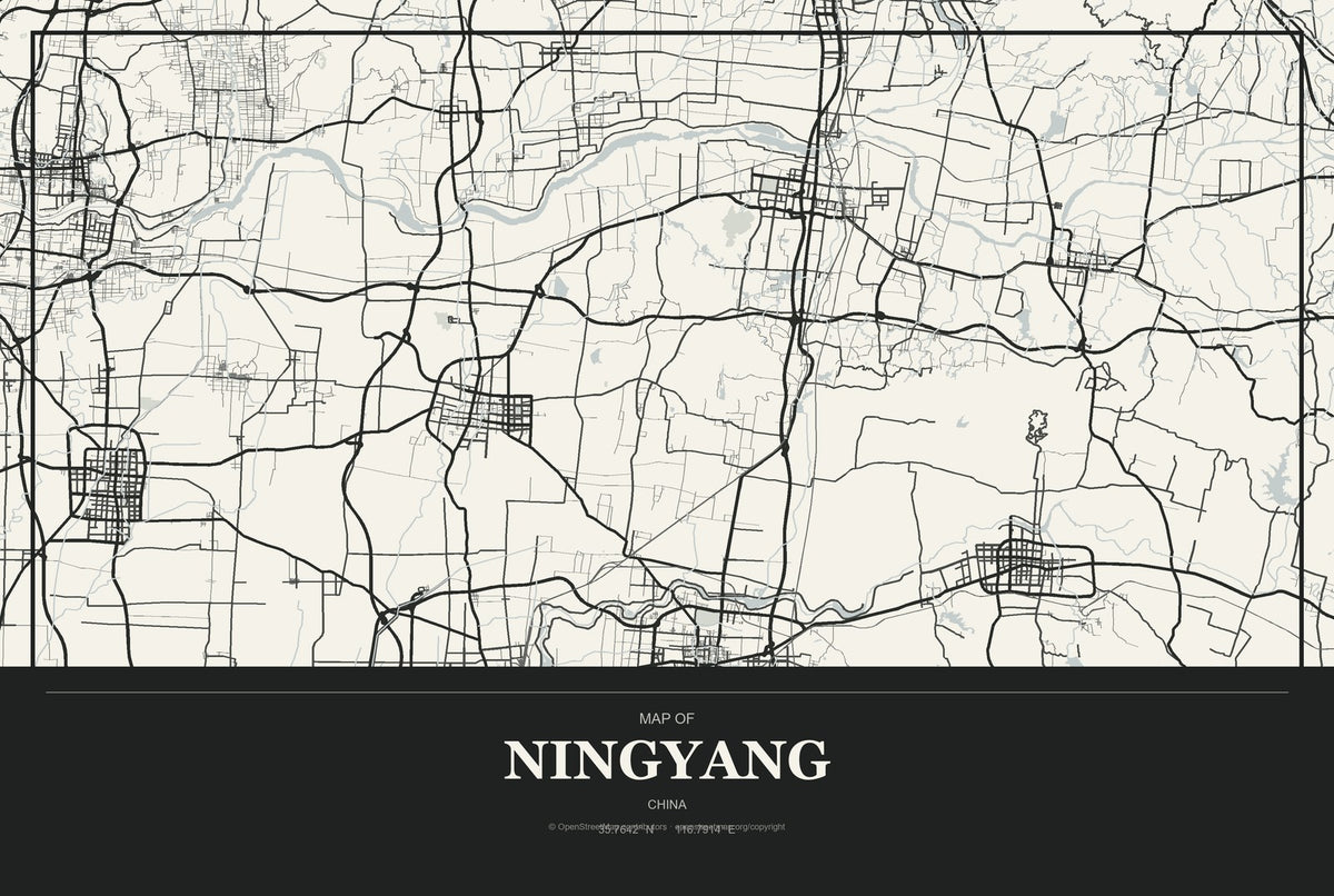 Ningyang, China City Map Aluminum Sign in Museum Plaque style