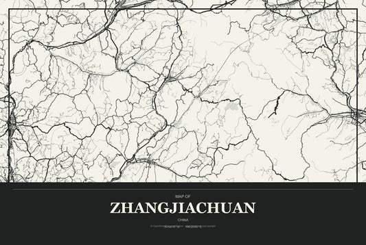 Zhangjiachuan, China City Map Aluminum Sign in Museum Plaque style