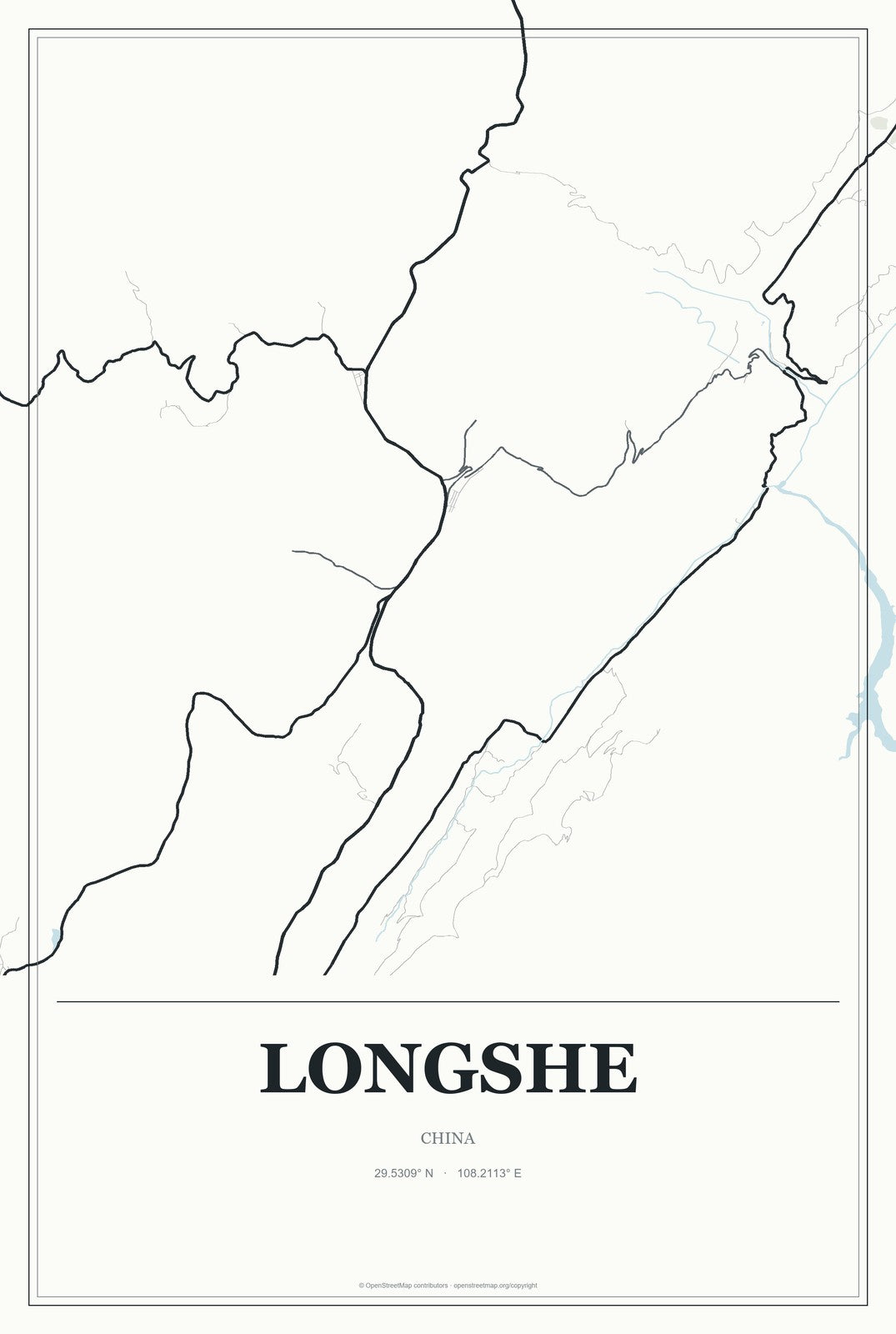 Longshe, China City Map Aluminum Sign in Gallery Air style