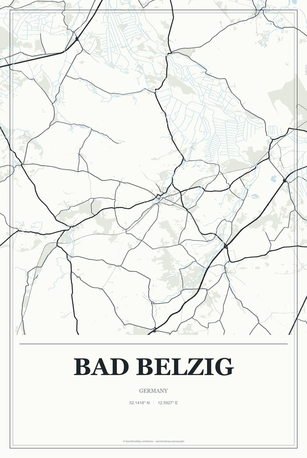 Bad Belzig, Germany City Map Aluminum Sign in Gallery Air style