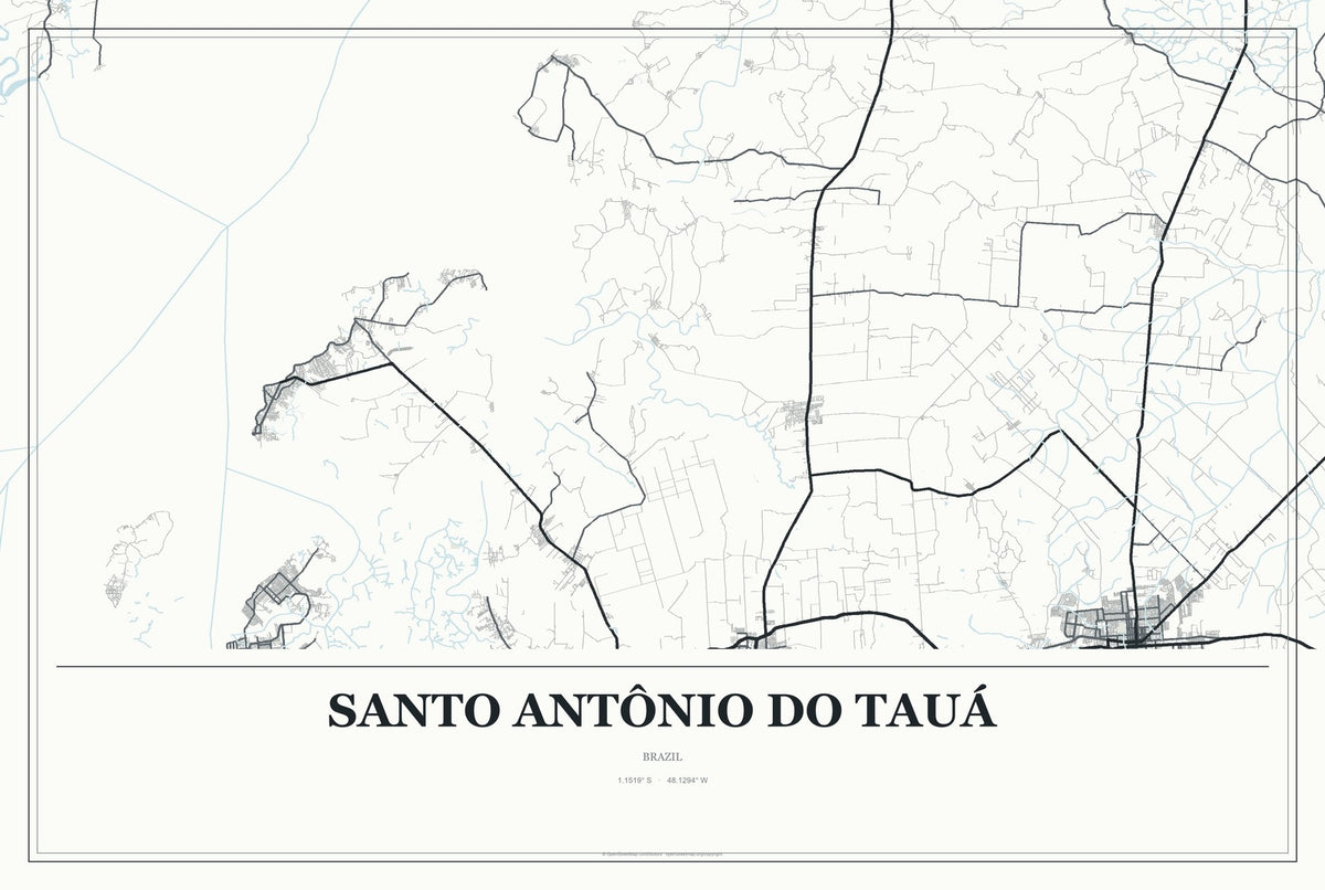 Santo Antônio do Tauá, Brazil City Map Aluminum Sign in Gallery Air style