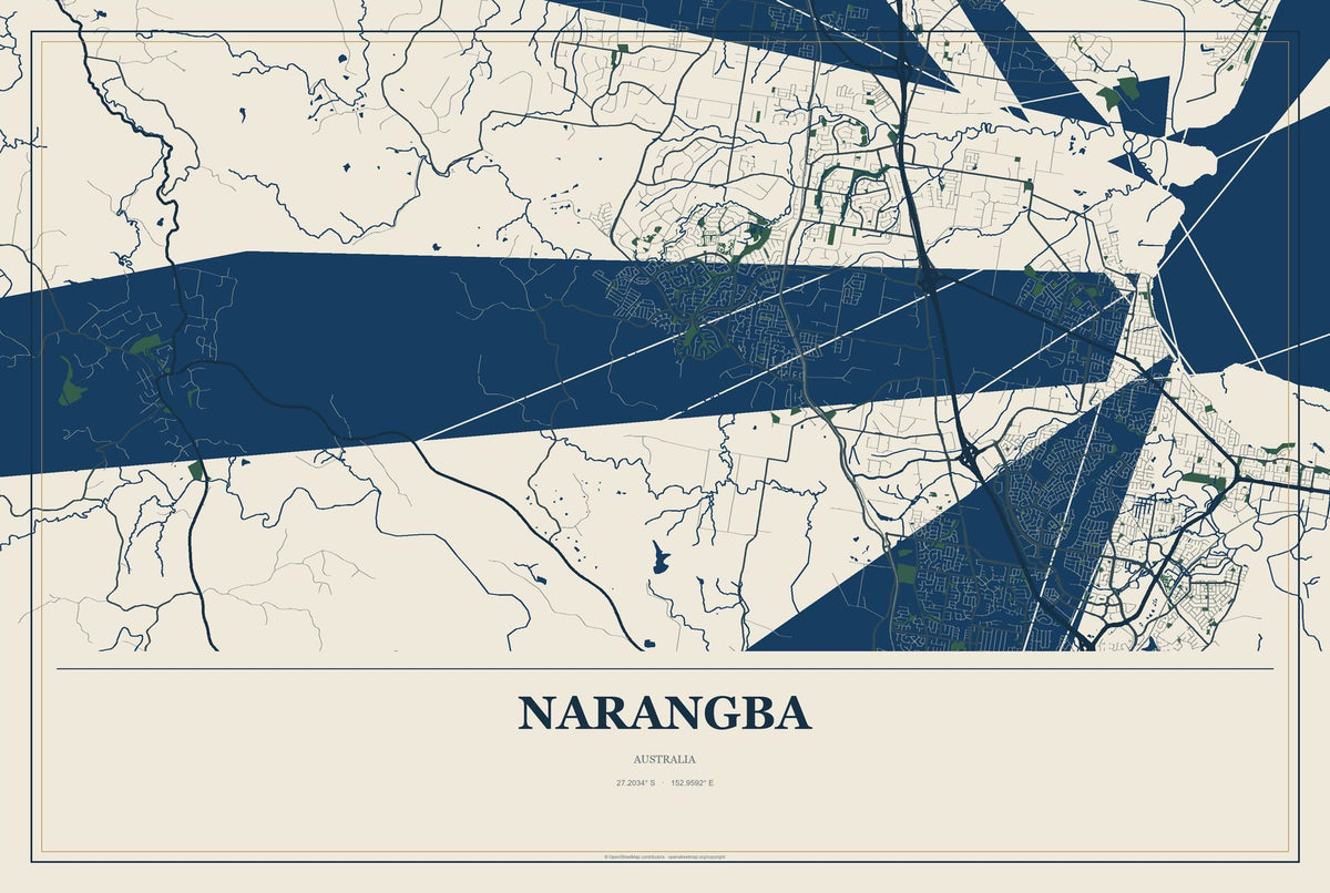 Narangba, Australia City Map Aluminum Sign in Coastal Cutout style