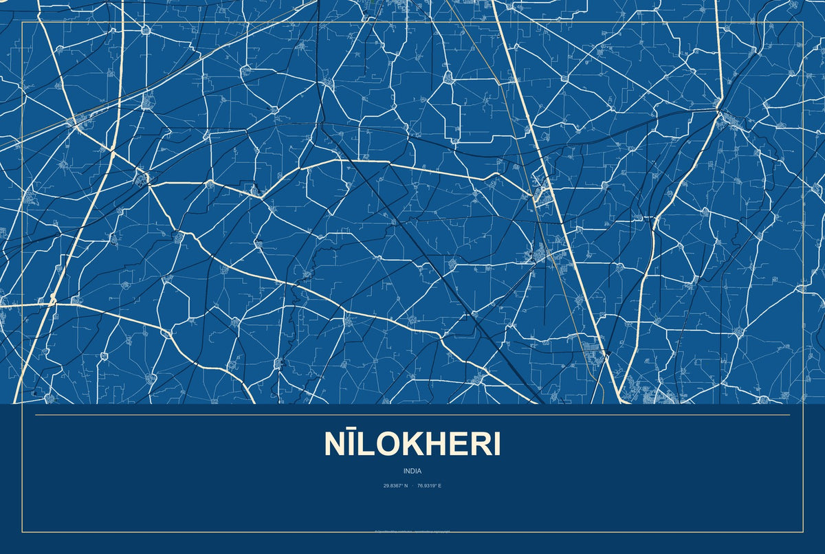 Nīlokheri, India City Map Aluminum Sign in Harbor Cobalt style