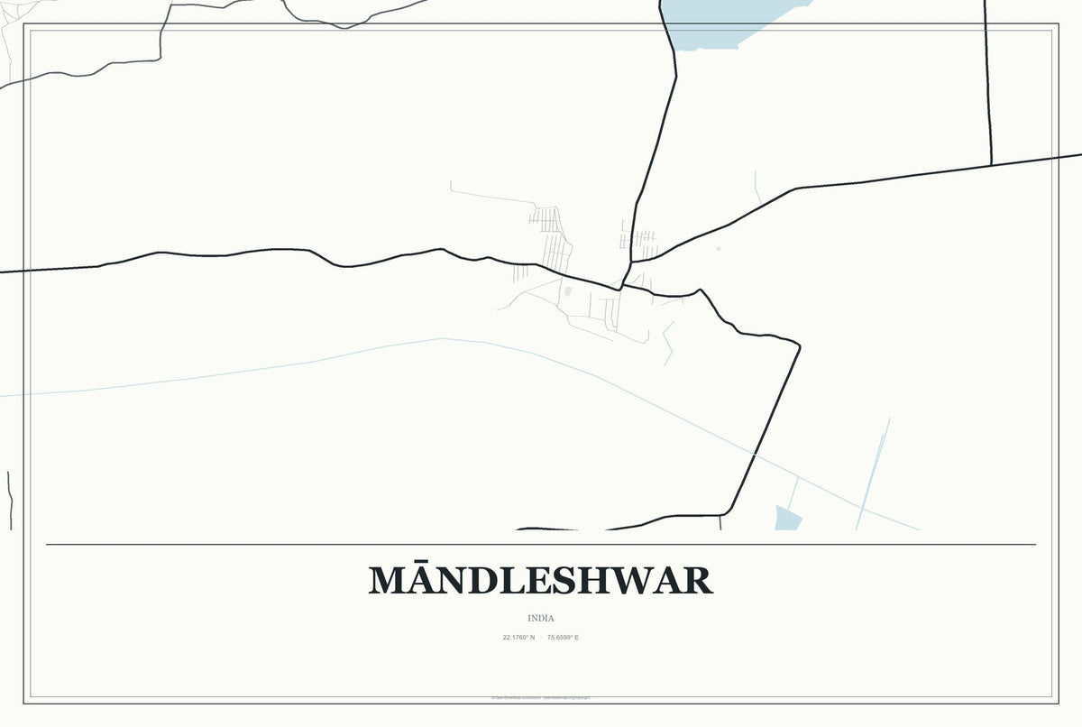 Māndleshwar, India City Map Aluminum Sign in Gallery Air style