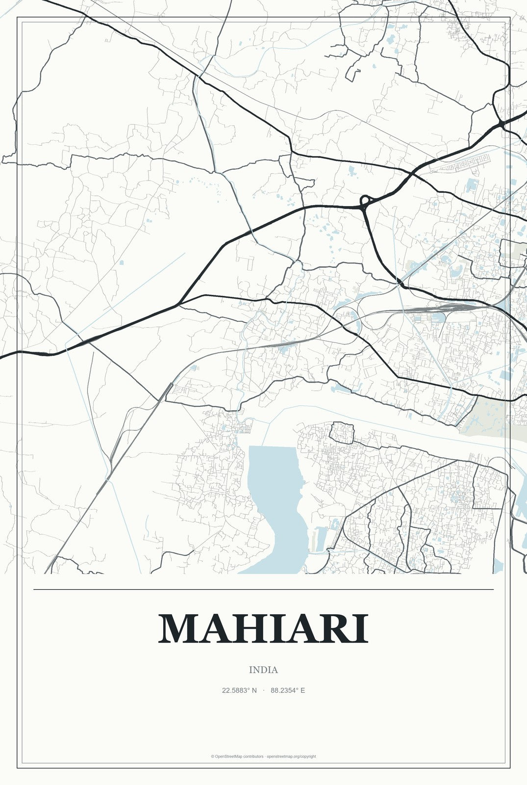 Mahiari, India City Map Aluminum Sign in Gallery Air style