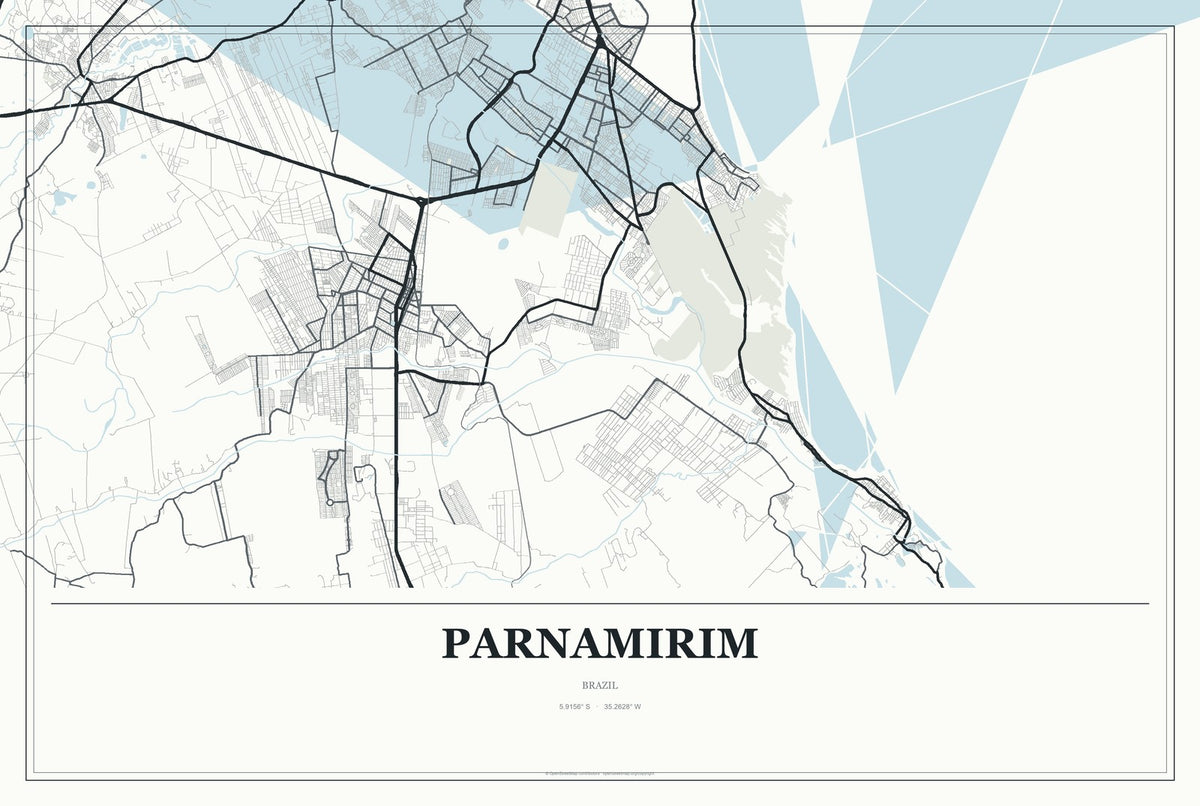 Parnamirim, Pernambuco, Brazil City Map Aluminum Sign in Gallery Air style