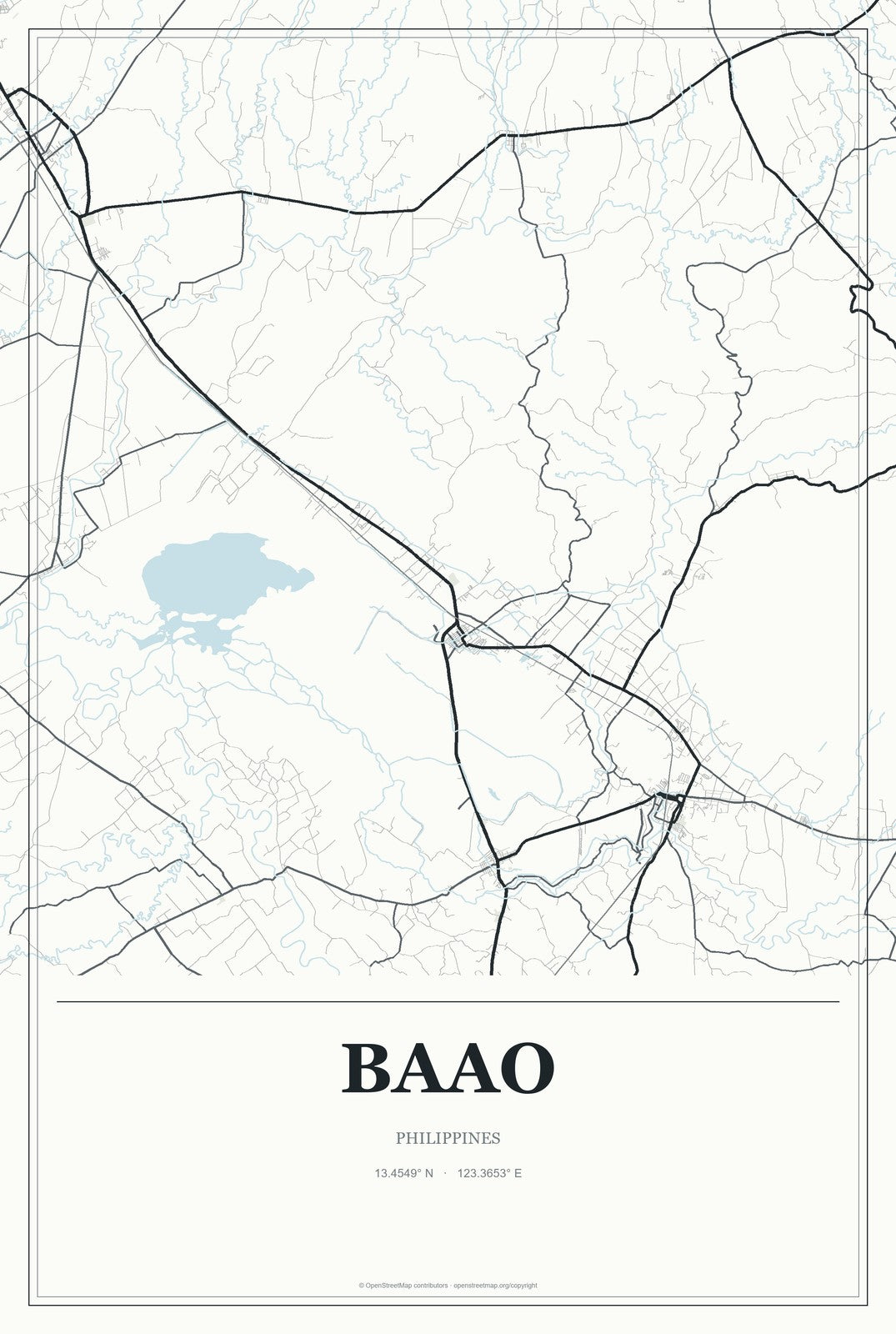 Baao, Philippines City Map Aluminum Sign in Gallery Air style