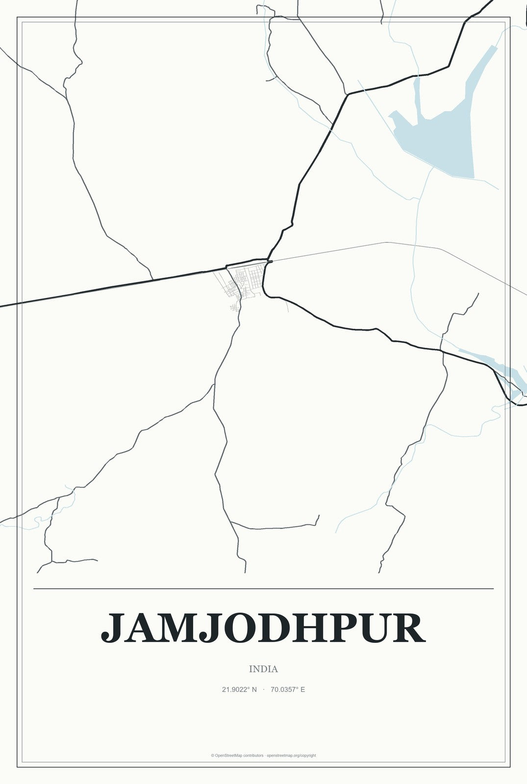 Jamjodhpur, India City Map Aluminum Sign in Gallery Air style