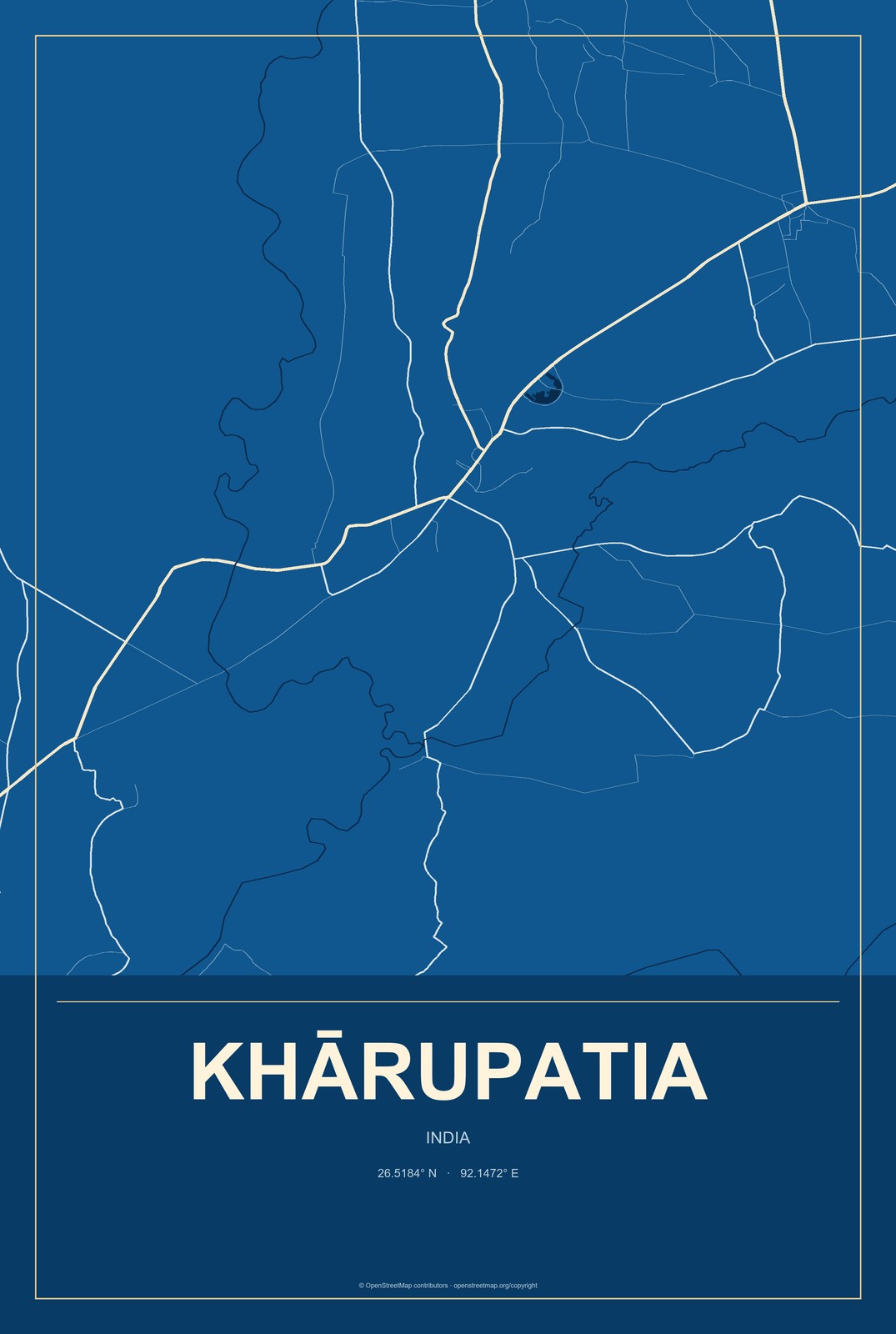 Khārupatia, India City Map Aluminum Sign in Harbor Cobalt style