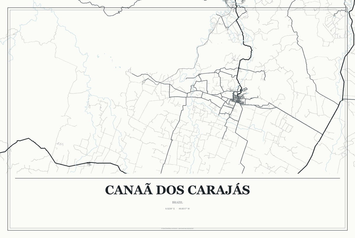 Canaã dos Carajás, Brazil City Map Aluminum Sign in Gallery Air style