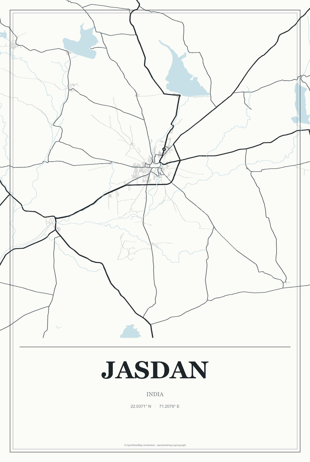 Jasdan, India City Map Aluminum Sign in Gallery Air style