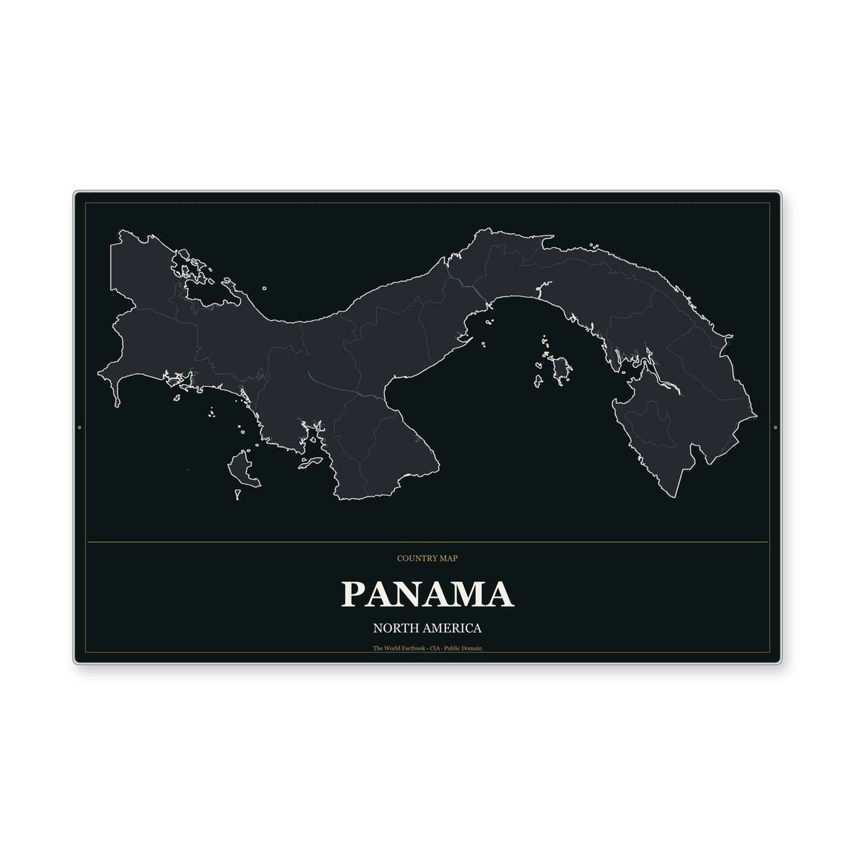 Panama Country Map Aluminum Sign in Metropolitan Noir style