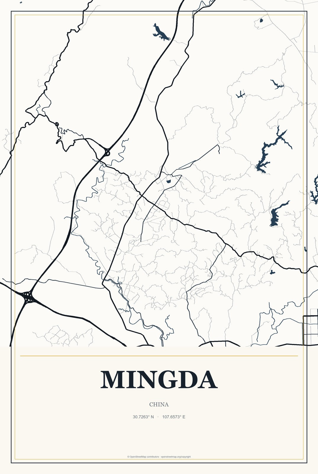 Mingda, China City Map Aluminum Sign in Citrine Modern style