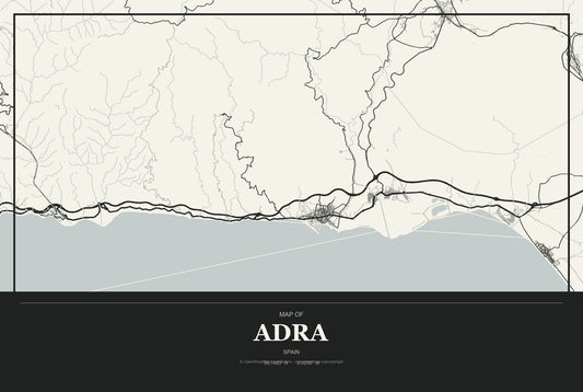 Adra, Spain City Map Aluminum Sign in Museum Plaque style
