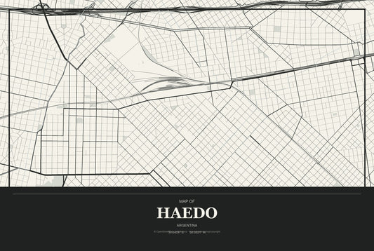 Haedo, Argentina City Map Aluminum Sign in Museum Plaque style