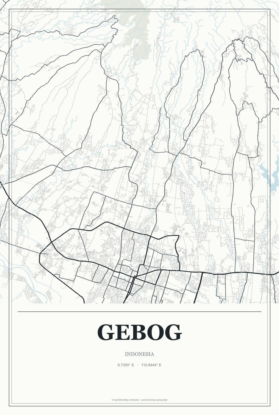 Gebog, Indonesia City Map Aluminum Sign in Gallery Air style