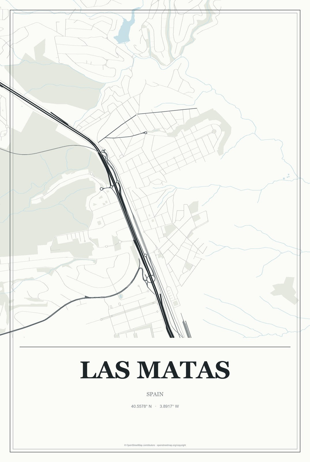 Las Matas, Spain City Map Aluminum Sign in Gallery Air style