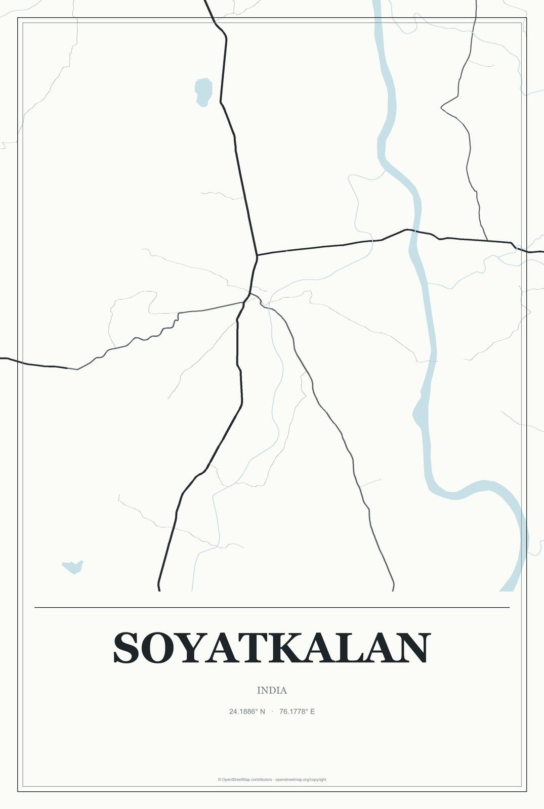 Soyatkalan, India City Map Aluminum Sign in Gallery Air style