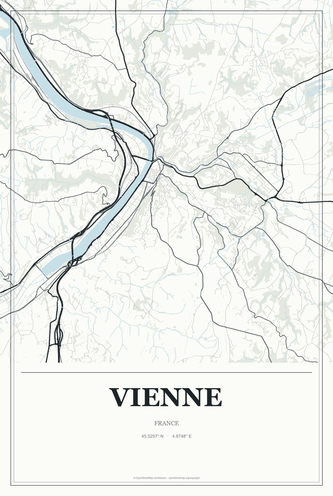 Vienne, France City Map Aluminum Sign in Gallery Air style