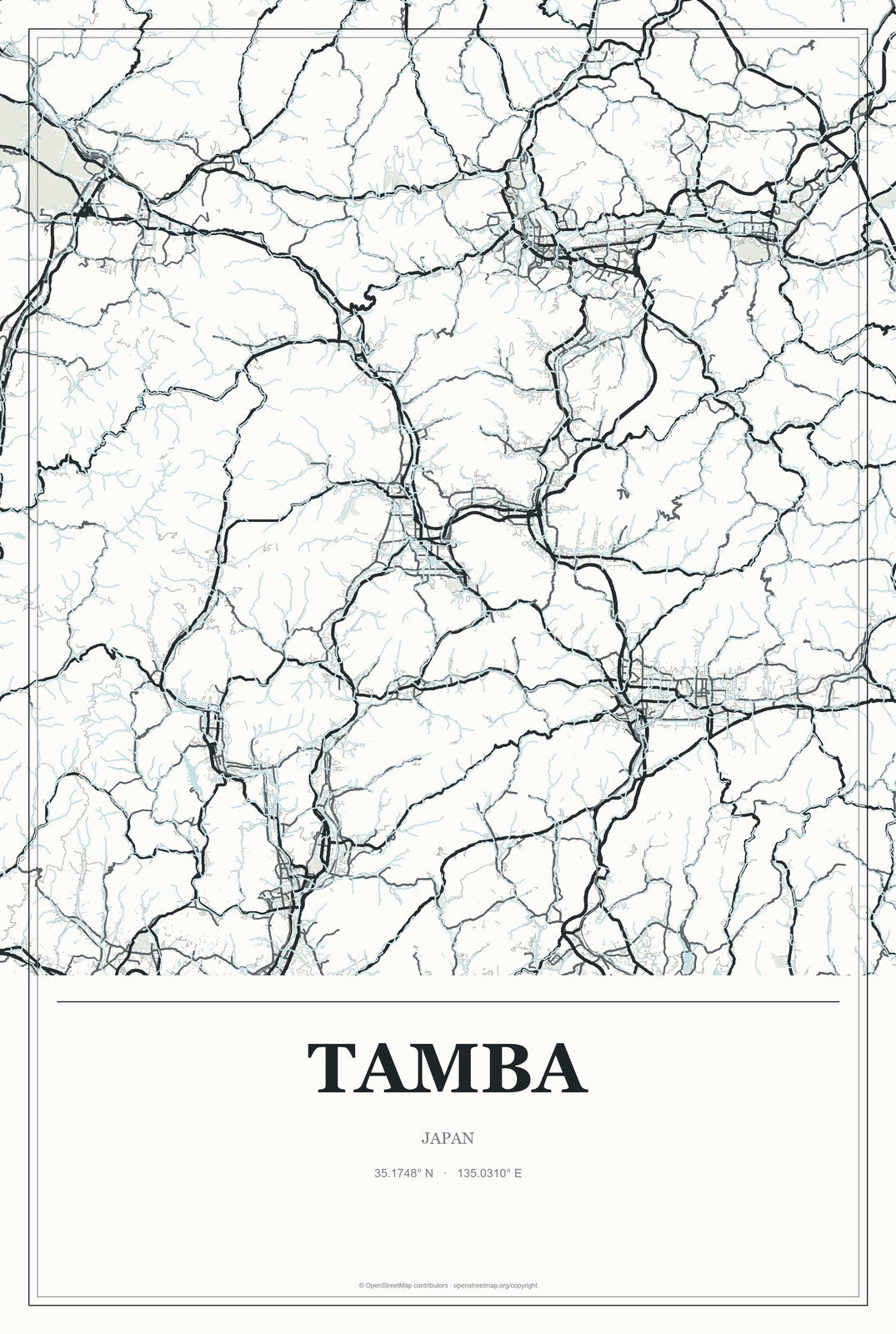 Tamba, Japan City Map Aluminum Sign in Gallery Air style