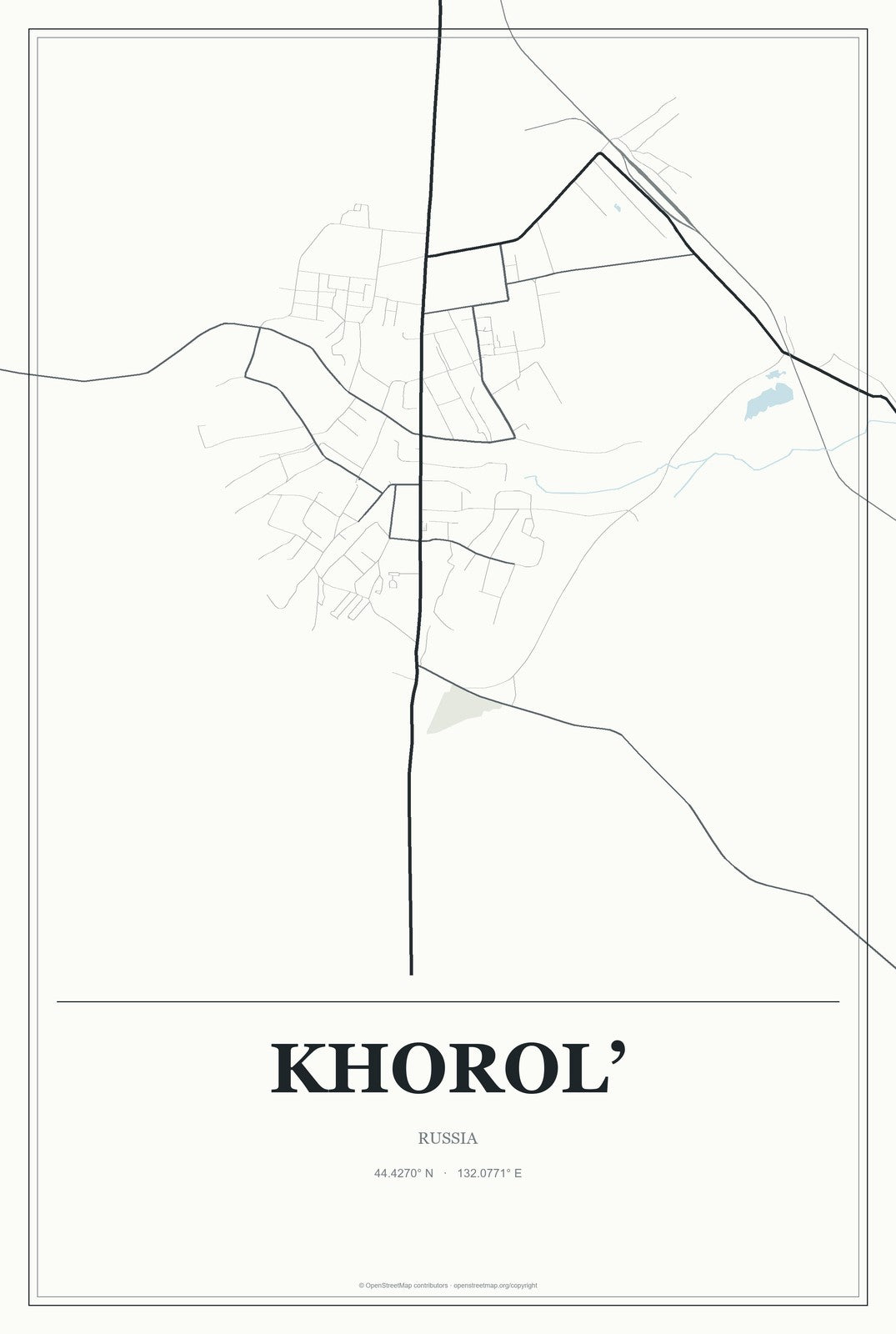 Khorol’, Russia City Map Aluminum Sign in Gallery Air style