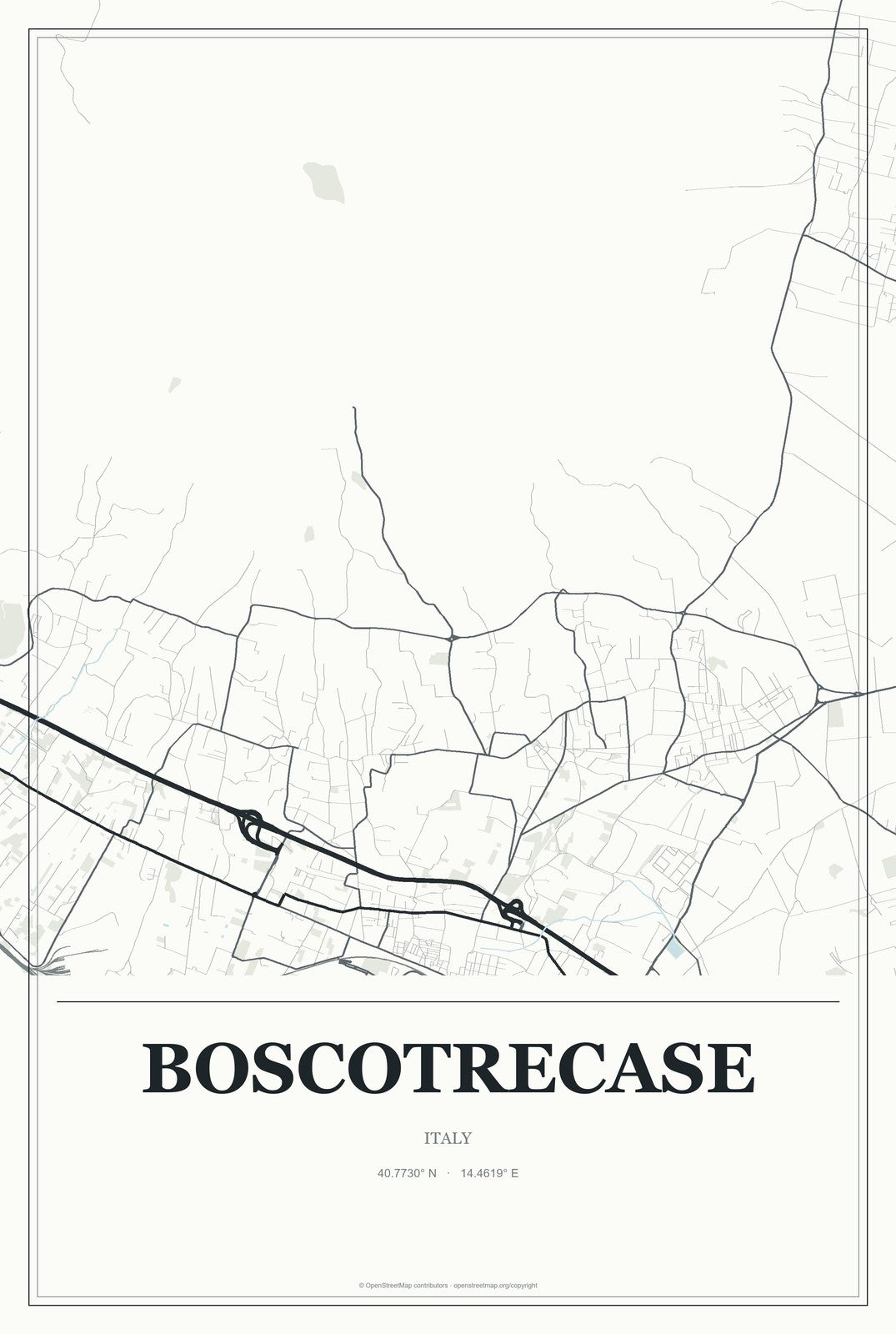 Boscotrecase, Italy City Map Aluminum Sign in Gallery Air style