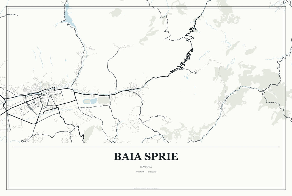 Baia Sprie, Romania City Map Aluminum Sign in Gallery Air style