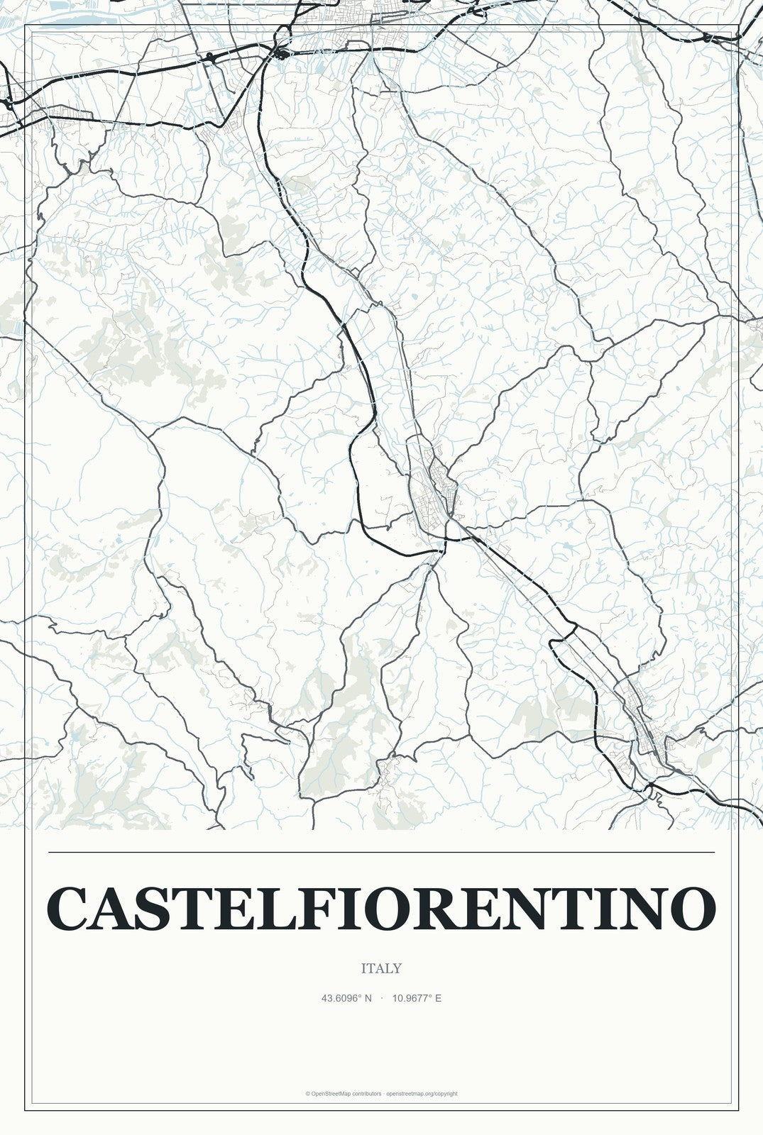Castelfiorentino, Italy City Map Aluminum Sign in Gallery Air style