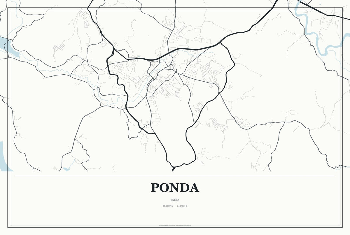 Ponda, India City Map Aluminum Sign in Gallery Air style