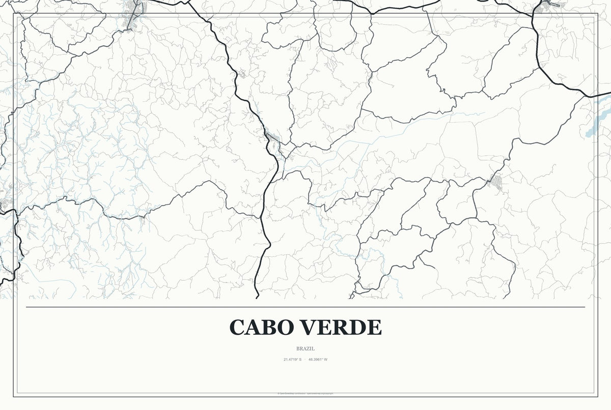 Cabo Verde, Brazil City Map Aluminum Sign in Gallery Air style