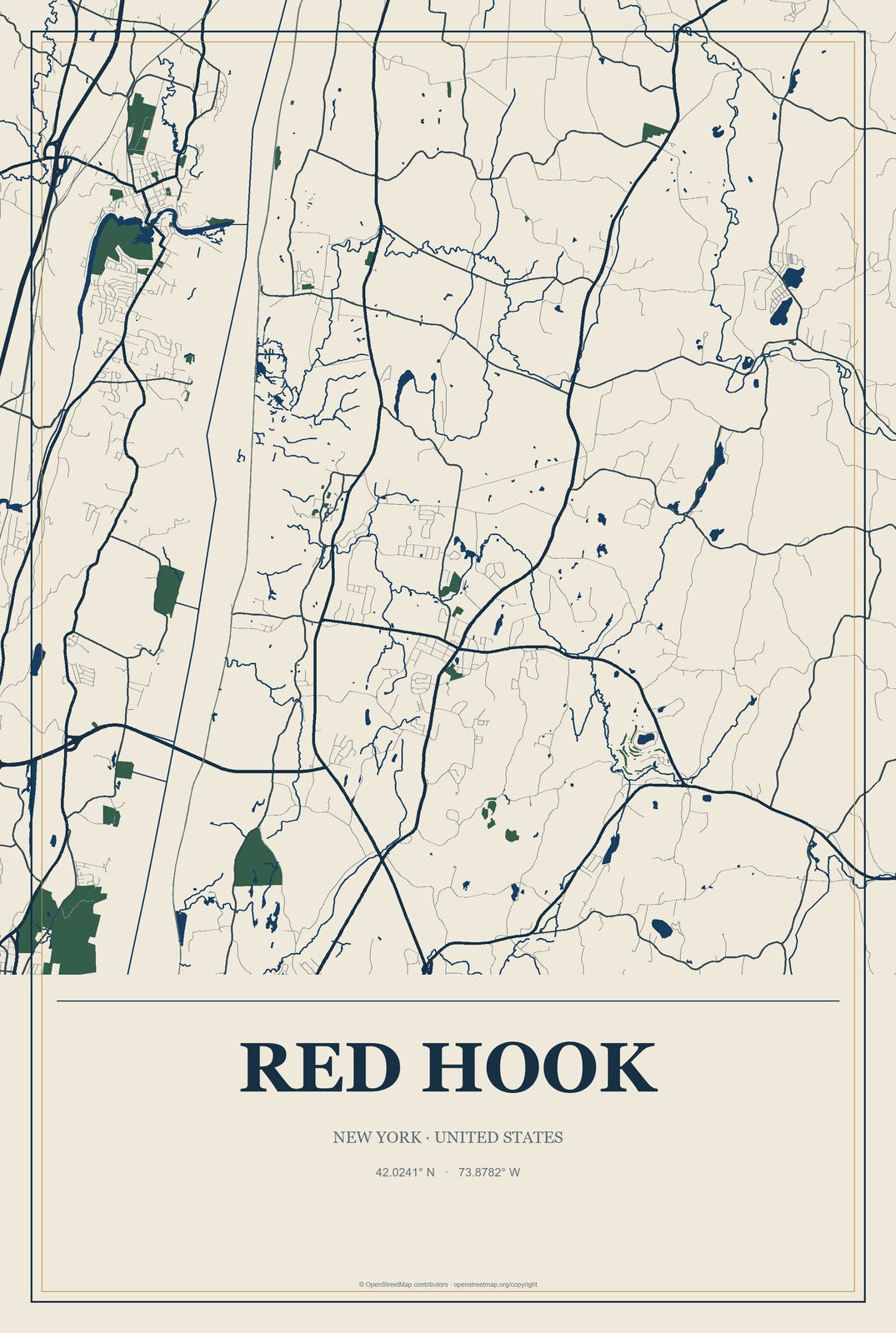 Red Hook, New York City Map Aluminum Sign in Coastal Cutout style