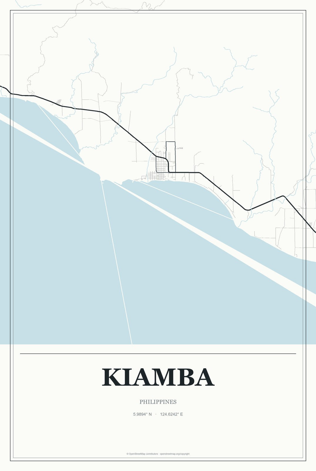 Kiamba, Philippines City Map Aluminum Sign in Gallery Air style