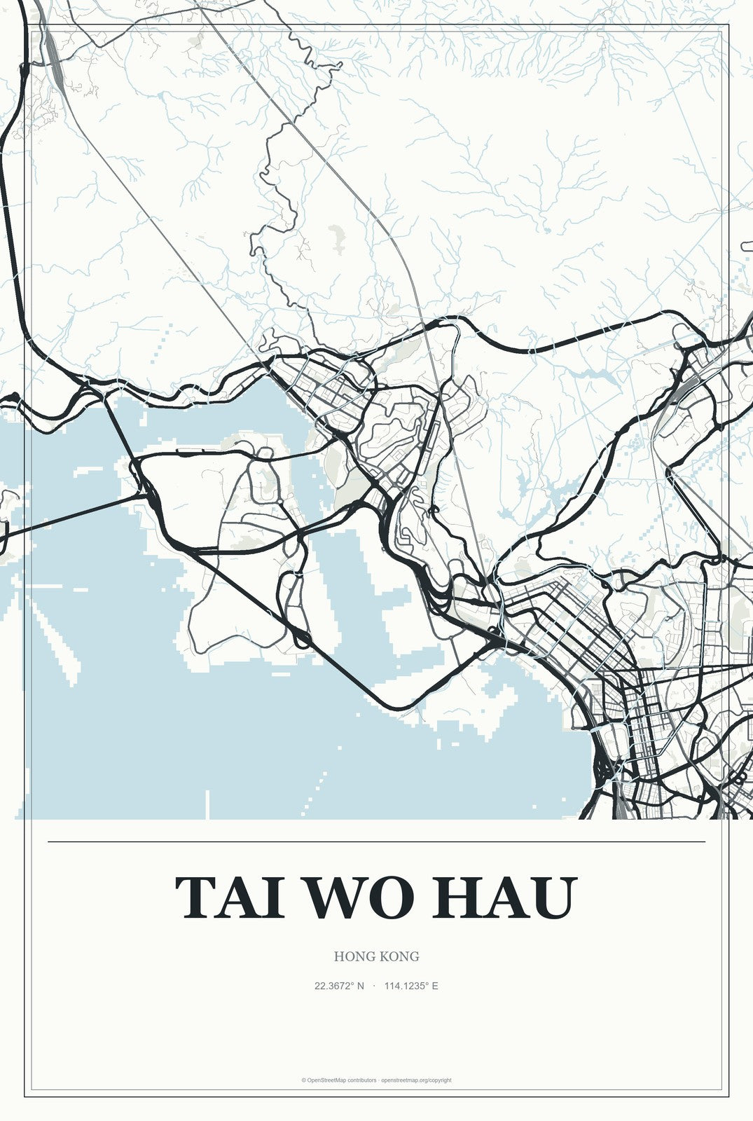 Tai Wo Hau, Hong Kong City Map Aluminum Sign in Gallery Air style