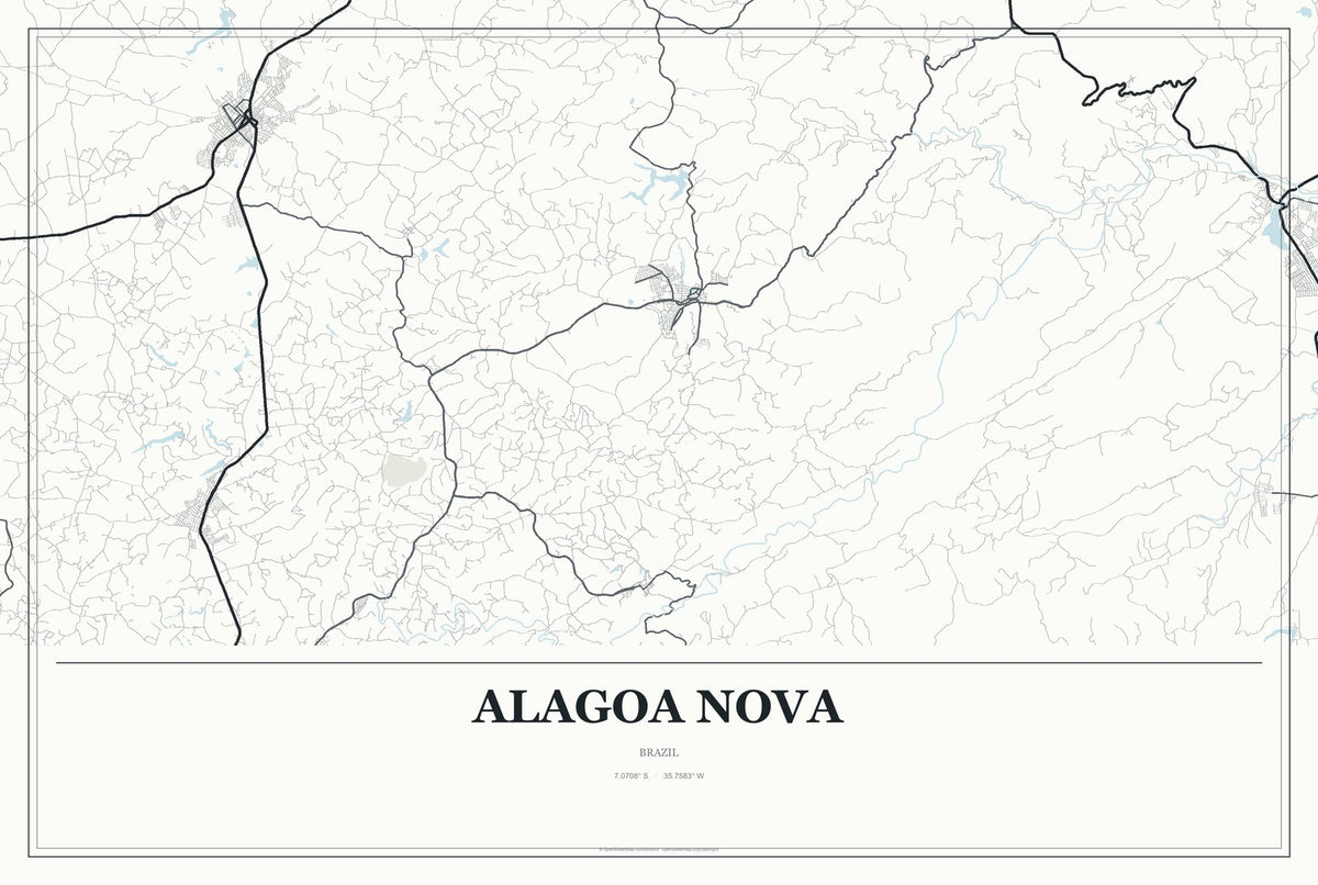 Alagoa Nova, Brazil City Map Aluminum Sign in Gallery Air style