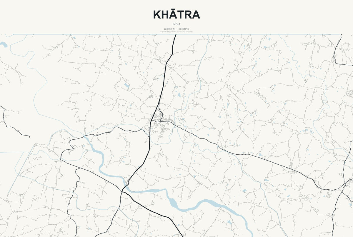 Khātra, India City Map Aluminum Sign in Headline Atlas style