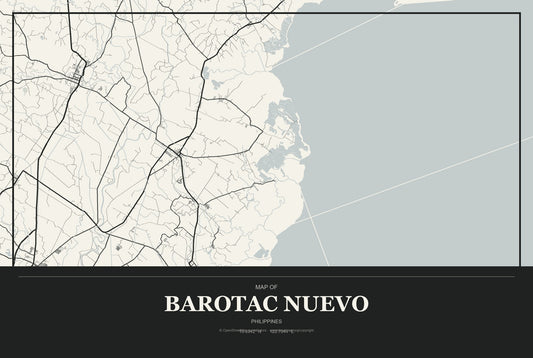 Barotac Nuevo, Philippines City Map Aluminum Sign in Museum Plaque style