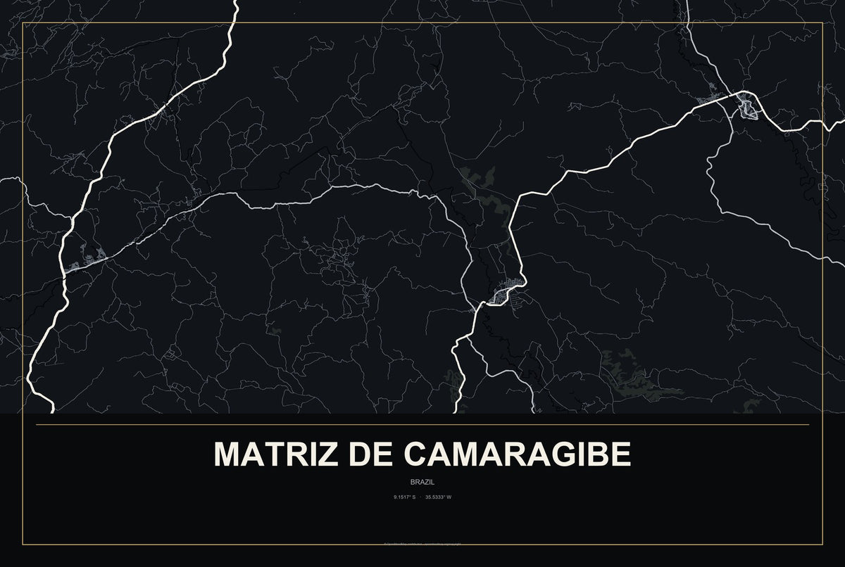 Matriz de Camaragibe, Brazil City Map Aluminum Sign in Metropolitan Noir style