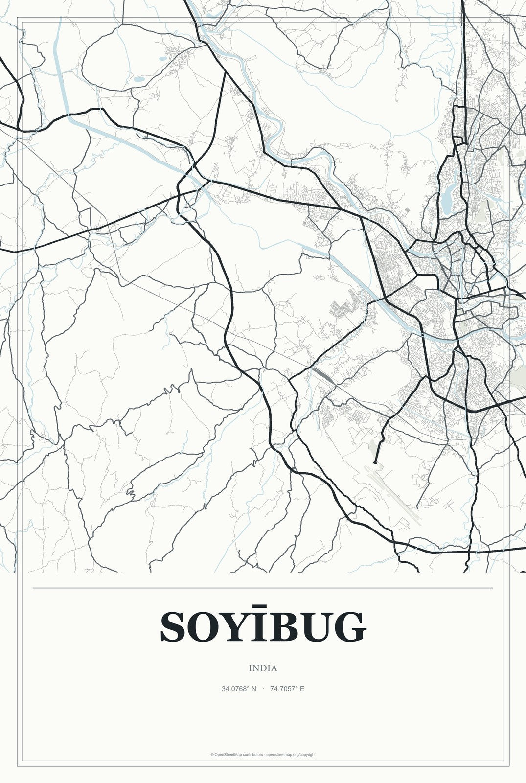 Soyībug, India City Map Aluminum Sign in Gallery Air style