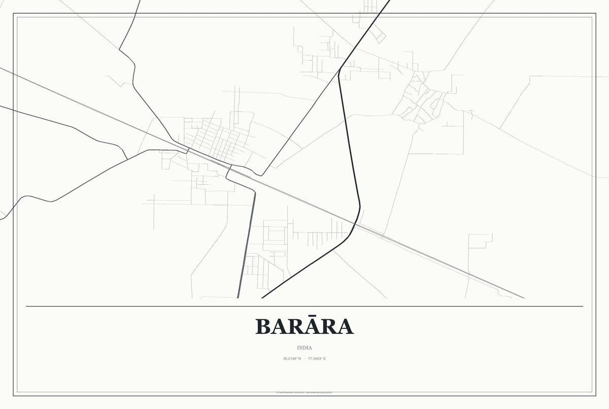 Barāra, India City Map Aluminum Sign in Gallery Air style