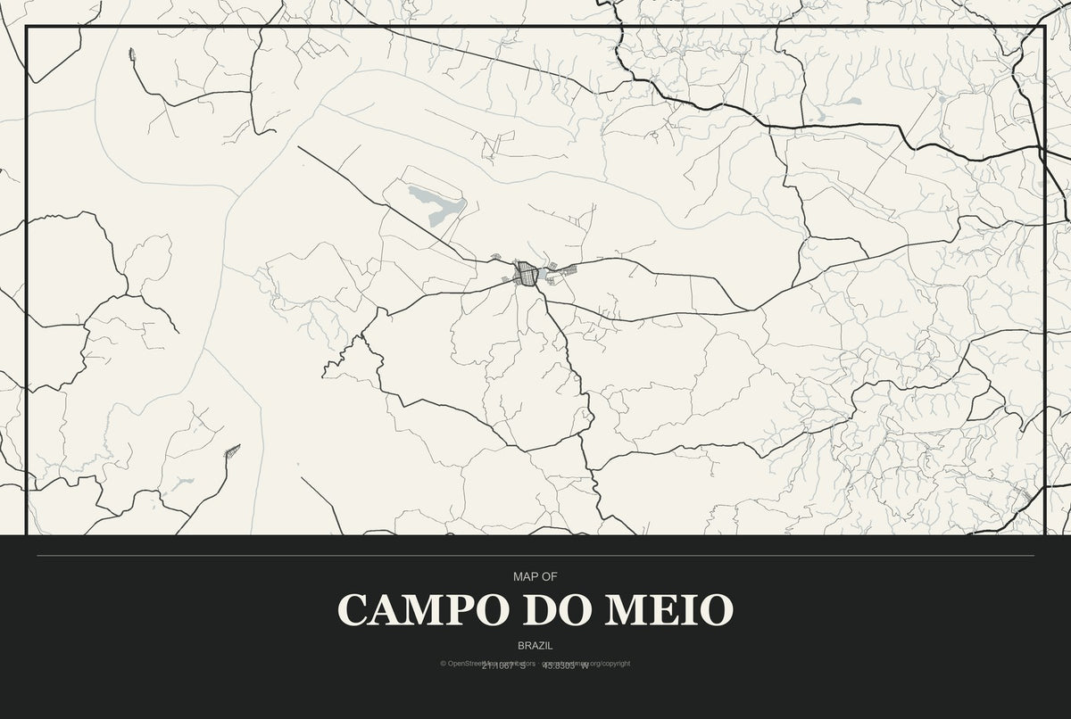 Campo do Meio, Brazil City Map Aluminum Sign in Museum Plaque style