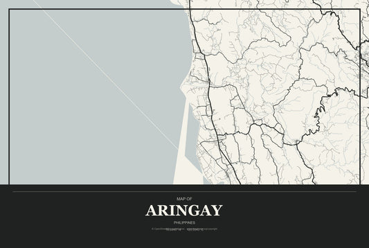 Aringay, Philippines City Map Aluminum Sign in Museum Plaque style