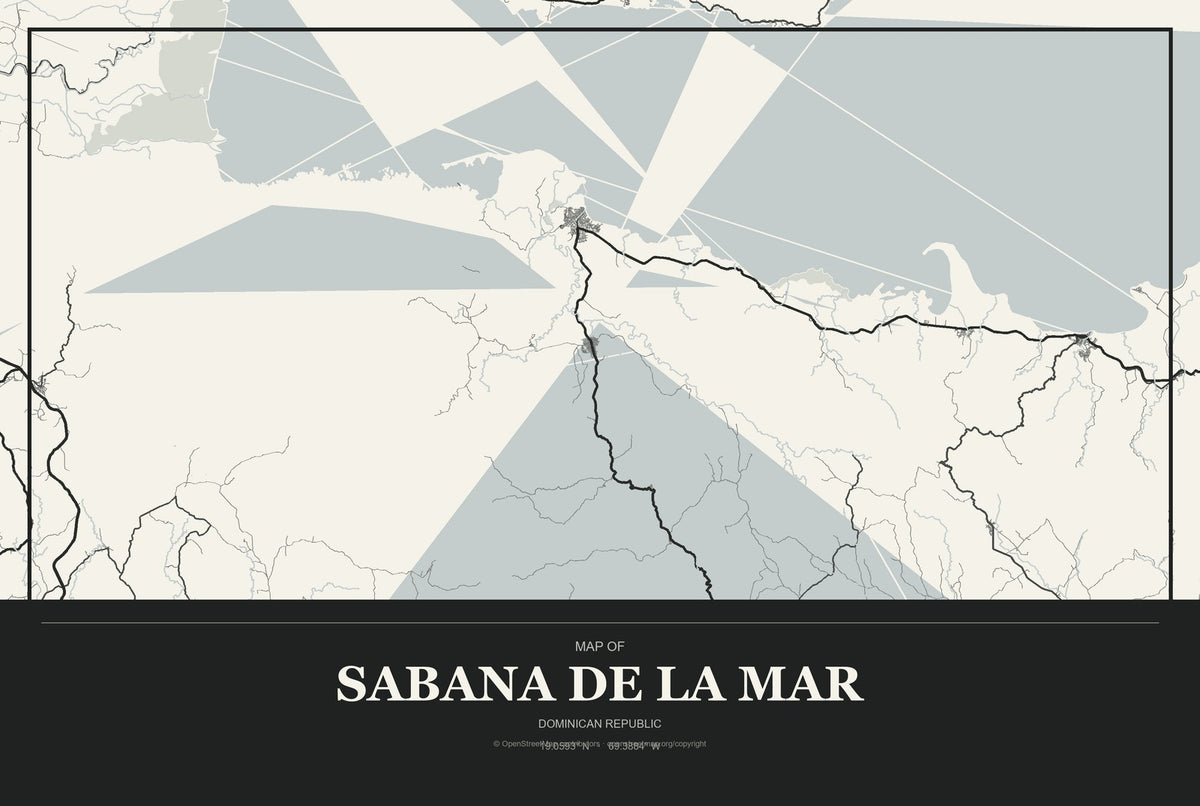 Sabana de la Mar, Dominican Republic City Map Aluminum Sign in Museum Plaque style